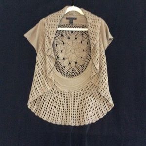 Crochet cropped short sleeve cardigan